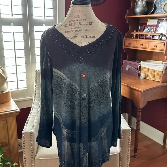 Greater Good Tops - Chic Blue and Gray Women's Tunic
